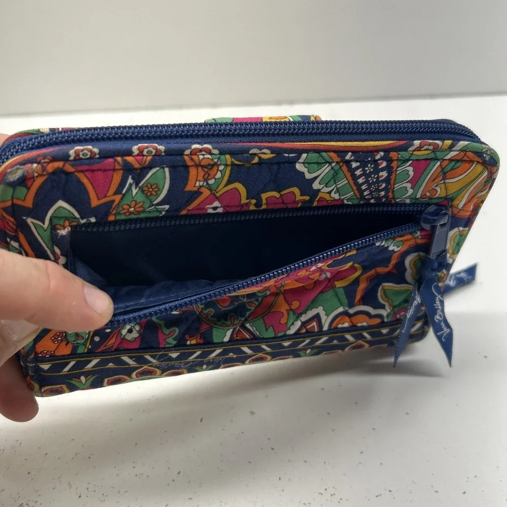 Vera Bradley Sun Valley Turnlock Wallet Colorful Paisley Zip Around Clutch - Picture 11 of 11